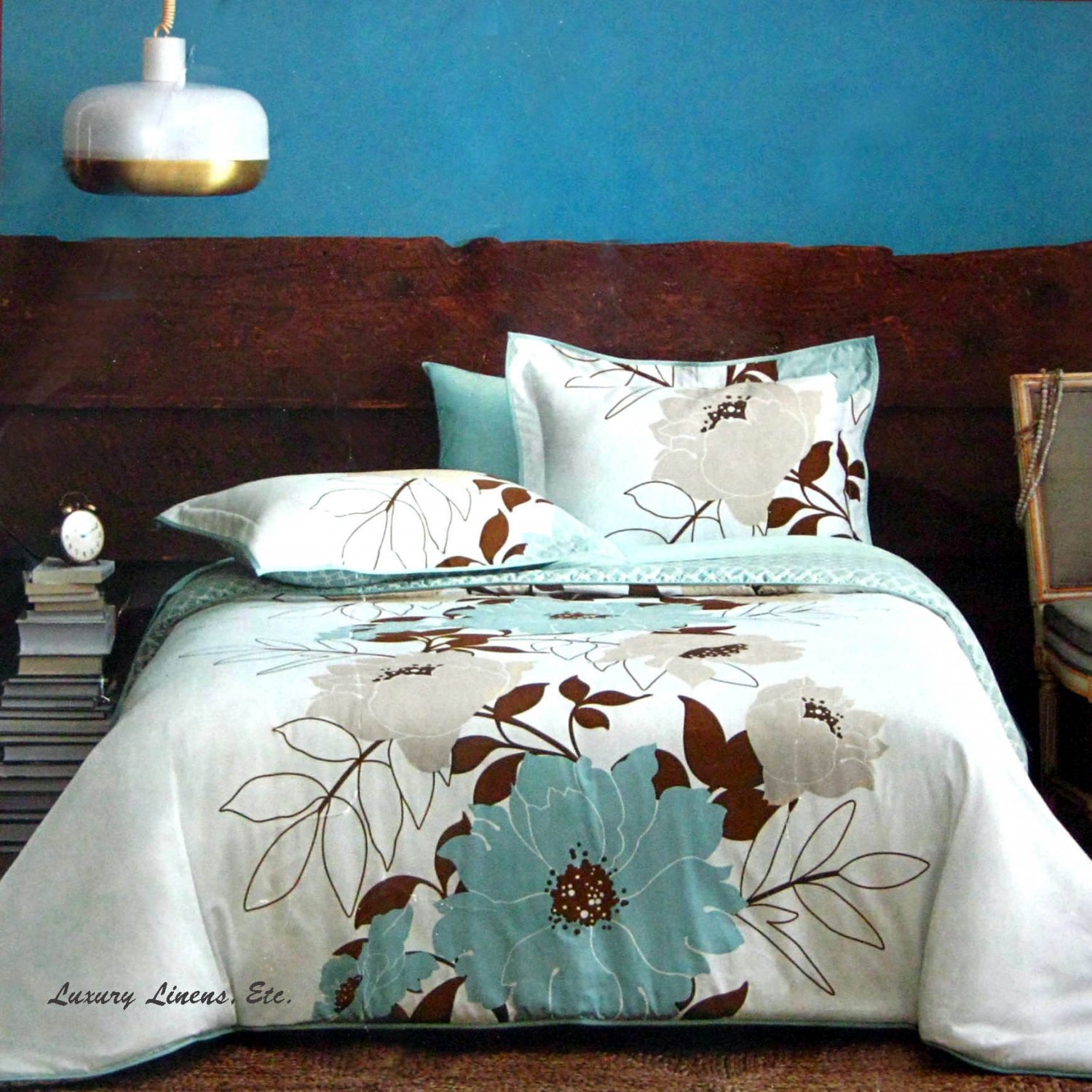 Dwell Studio FLORA Teal Blue Brown Gray Comforter Set Full Queen Target