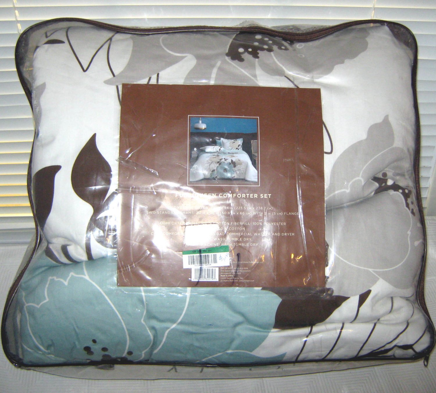Dwell Studio FLORA Teal Blue Brown Gray Comforter Set Full Queen Target