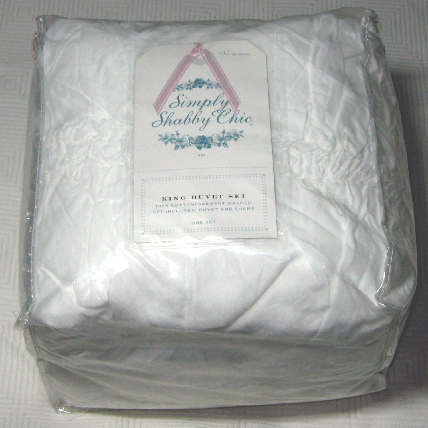 Simply Shabby Chic KING SMOCKED White Duvet Comforter Cover NO SHAMS