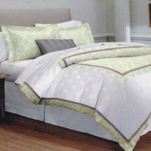 Fieldcrest Luxury Mitered 3 Pc Queen Duvet 2 Shams Yellow Taupe