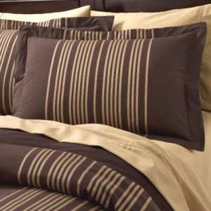 Fieldcrest Luxury Gold Stripe King Duvet Set 2 Shams Comforter