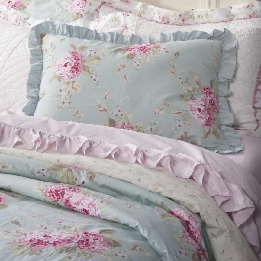 Simply Shabby Chic HYDRANGEA ROSE Belle King Duvet 3 pc SET