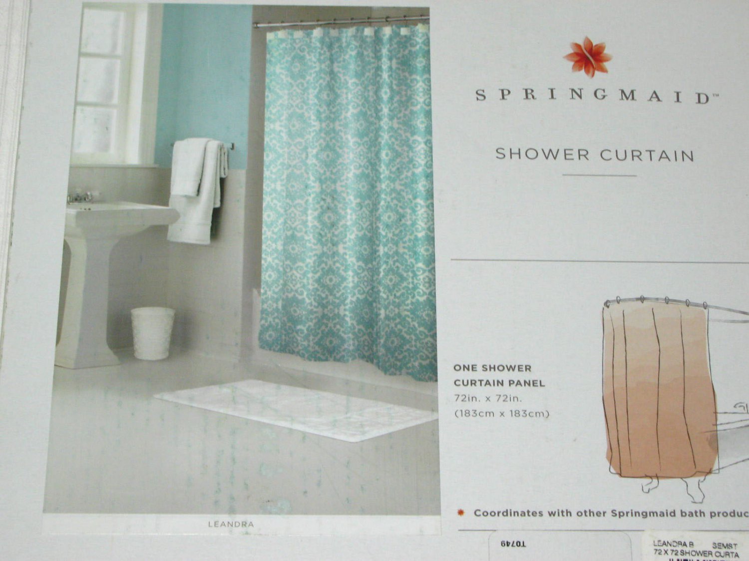 Springmaid LEANDRA Sea Mist Aqua Fabric Shower Curtain Target