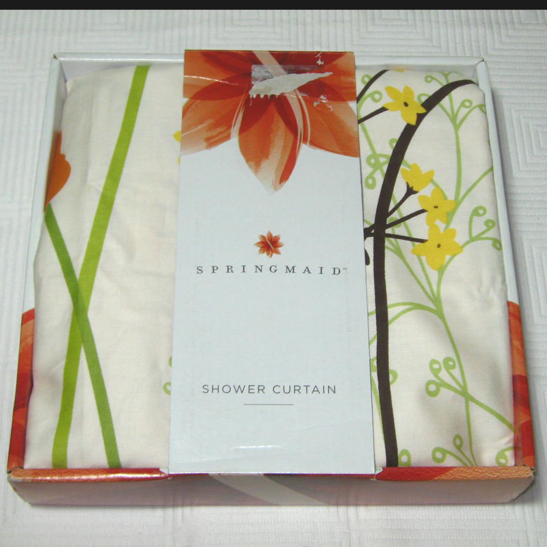 Springmaid CHANTAL Orange Green Brown Fabric Shower Curtain Target