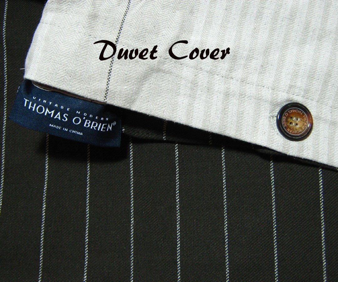 Thomas O Brien King Espresso Pinstripe Duvet Set Menswear Vintage Thomas O Brien King Espresso Pinstripe Duvet Set Menswear Vintage Modern 3 Pc Dark Brown