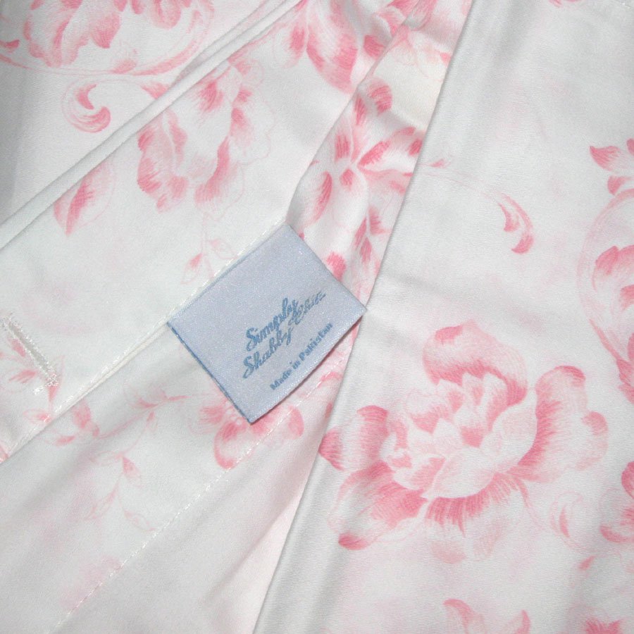 Simply Shabby Chic PINK FLORAL TOILE Cottage Cabbage Rose Shower