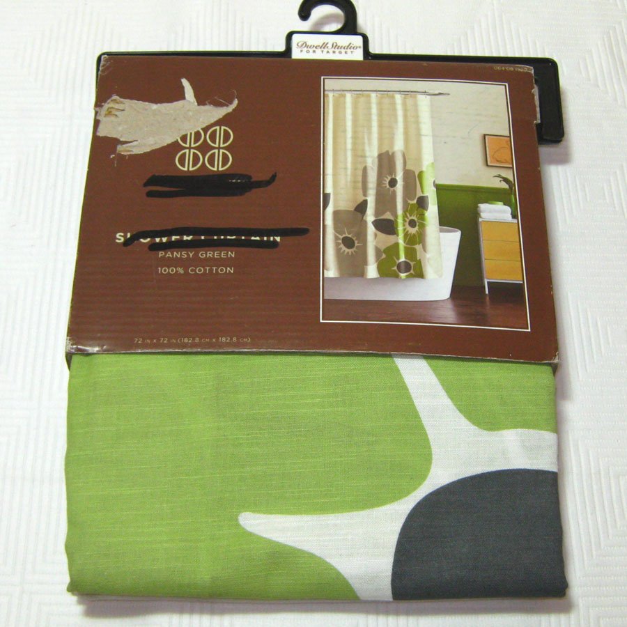 Dwell Studio PANSY GREEN Gray Cream Fabric Shower Curtain Target