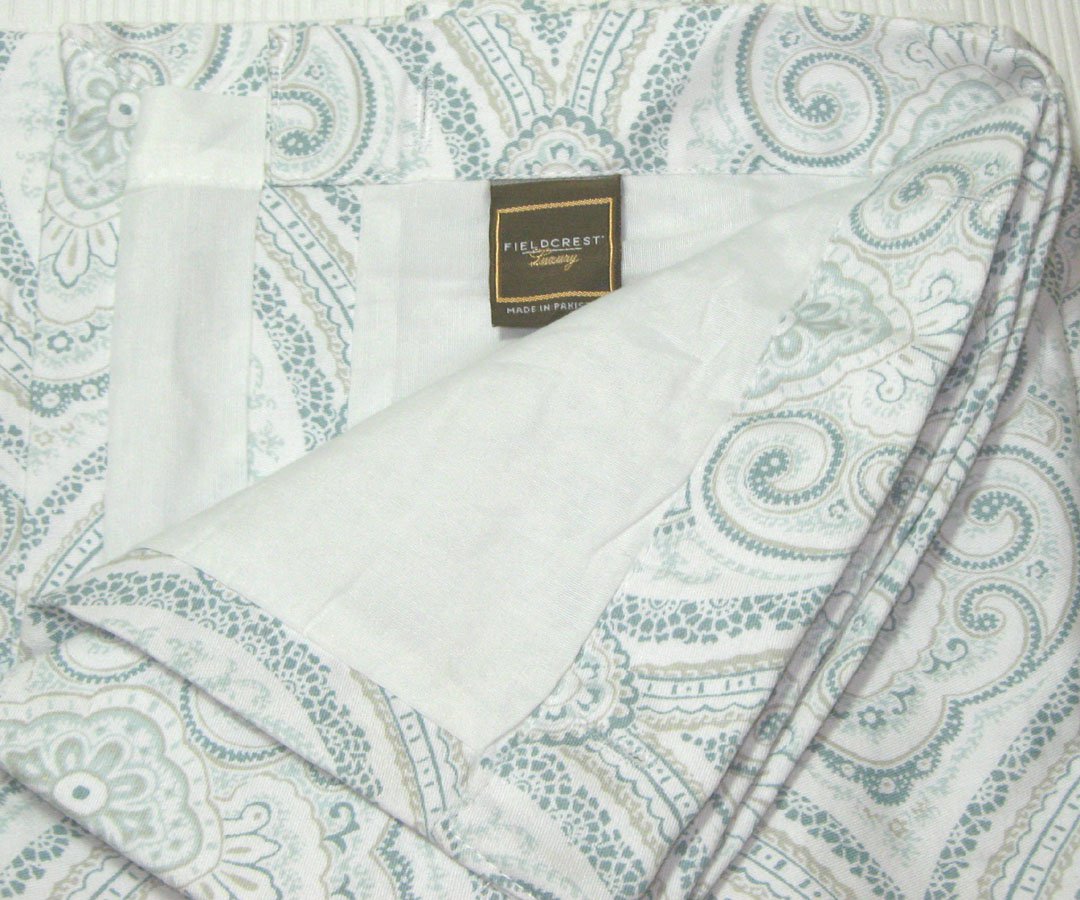 Fieldcrest Luxury OGEE PAISLEY Blue Green Fabric Shower Curtain Target
