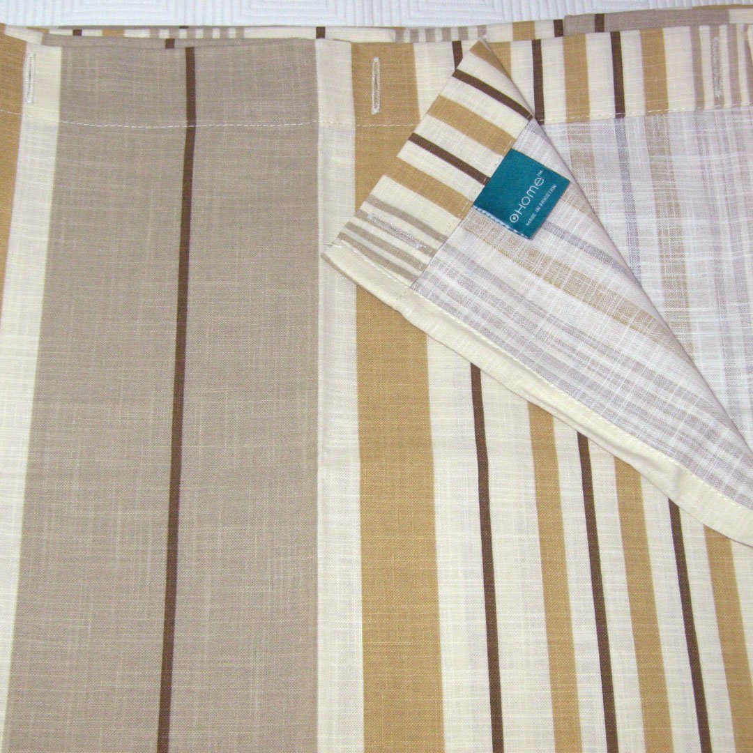 Target Home GOLD STRIPE Khaki Brown Ivory Fabric Shower Curtain