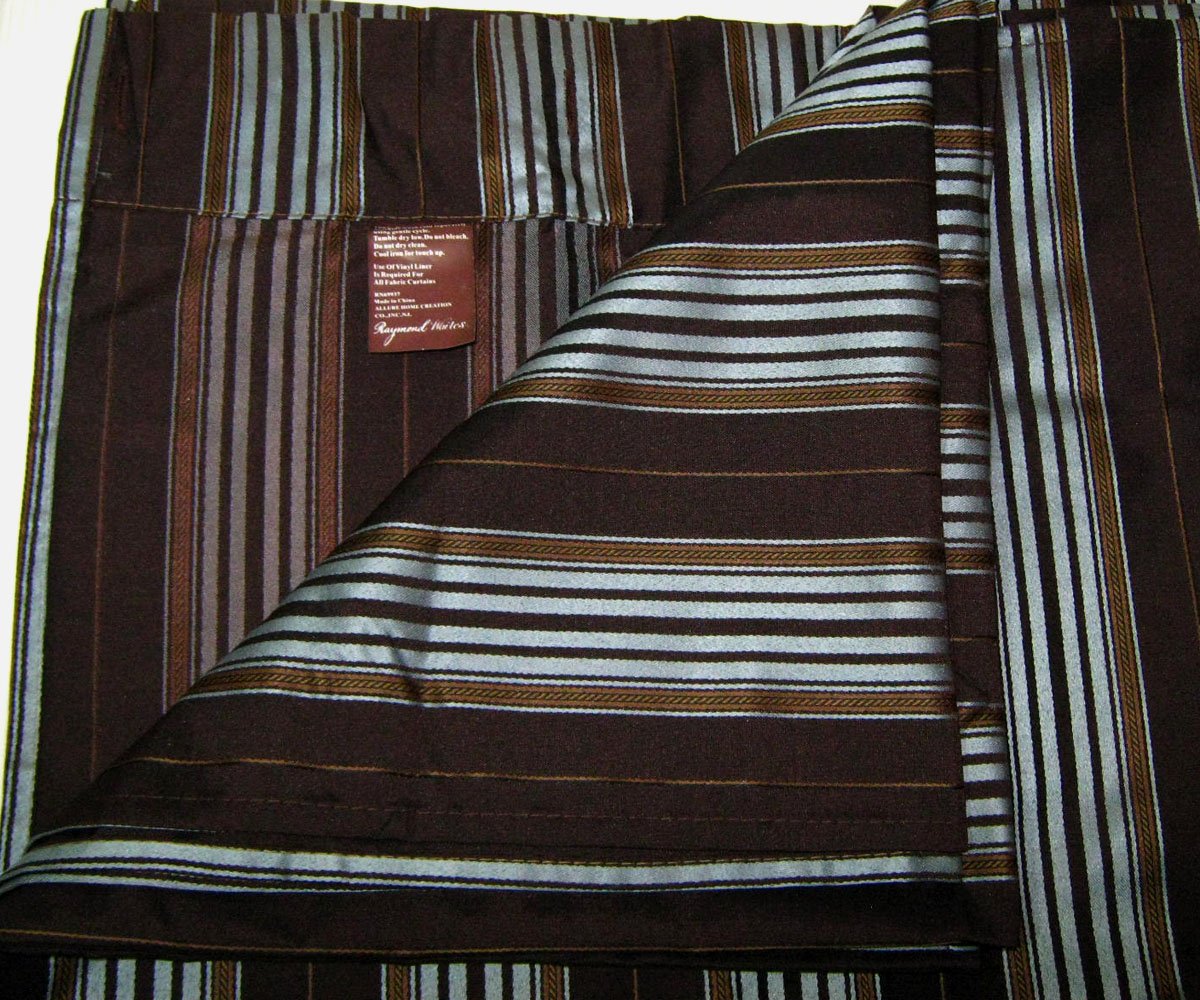 Raymond Waites CAPRI brown blue stripe Fabric Shower Curtain Polyester ...