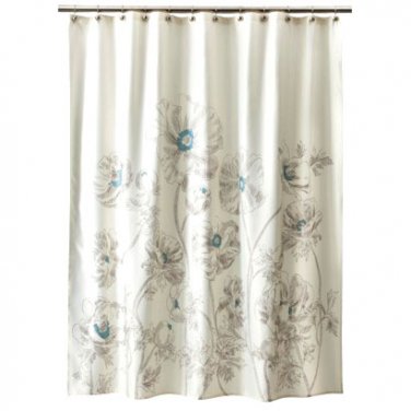 Target Home Aqua Sketch Fl Ivory, Aqua And Brown Shower Curtain