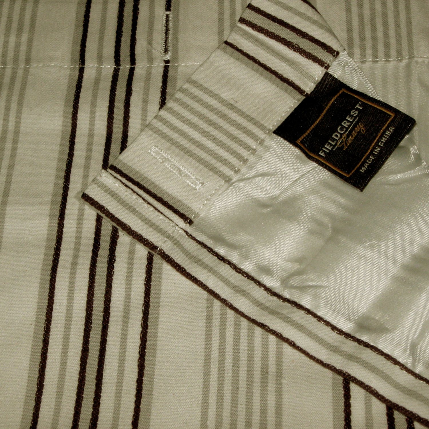 Fieldcrest Luxury BROWN GREY WHITE Stripe Fabric Shower Curtain Target