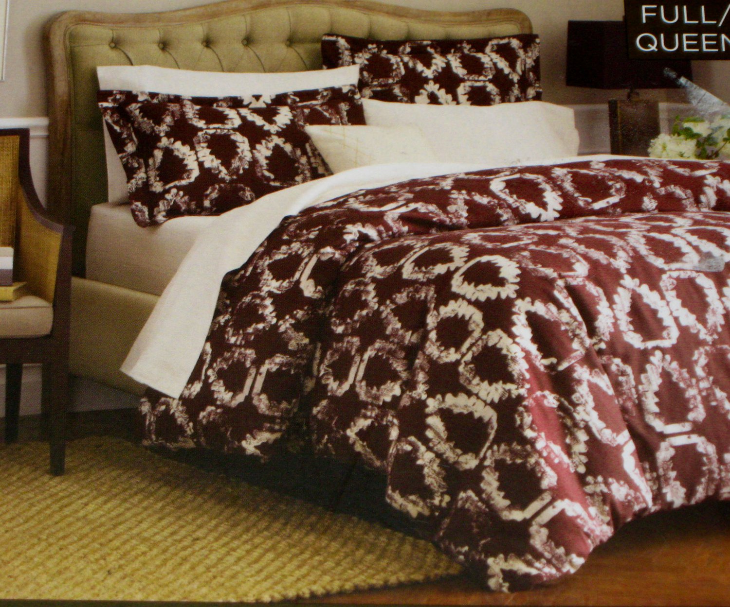 Nate Berkus Laurel Leaf Full Queen Duvet Cover 3 Pc Brown Target