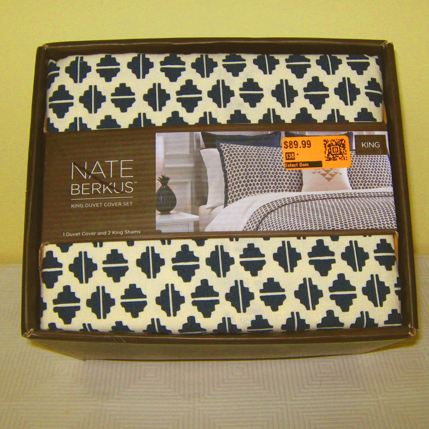 Nate Berkus PARKER King Duvet Cover 3 pc Navy Blue Cream Target