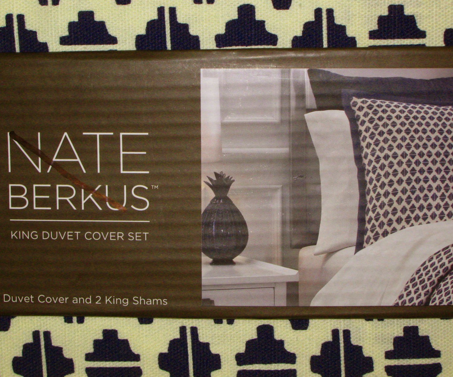Nate Berkus PARKER King Duvet Cover 3 pc Navy Blue Cream Target