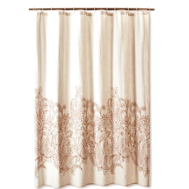 Threshold PAISLEY Embroidered brown ivory Fabric Shower Curtain Target