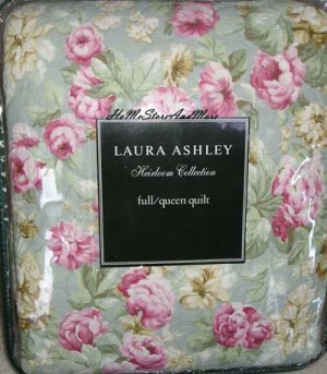Laura Ashley Shabby Cottage Rose Full Queen Quilt Sham Set 3pc New