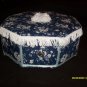 Hand-made Blue Flower  Keepsake Sewing or Jewelry Box 6" tall / 11" wide
