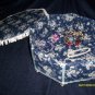 Hand-made Blue Flower  Keepsake Sewing or Jewelry Box 6" tall / 11" wide