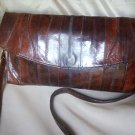 beautiful dark brown genuine eel skin handbag / clutch purse