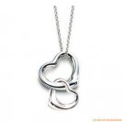 Stunning double heart design necklace 925 sterling silver 18"