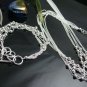 925 Sterling Silver Multi line with beads  Necklace&Bracelet DSCO6672