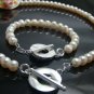 925 Sterling Silver Cream Beads  Necklace&Bracelet DSCO6778