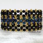 Elegant Jet Black, Blue and Gold Jablonex Czech Bracelet