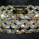 Czech Aurora Borealis AB Crystal Lace and Gold Bracelet