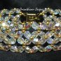 Czech Aurora Borealis AB Crystal Lace and Gold Bracelet