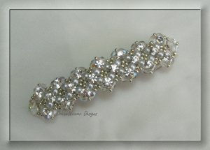 Vintage French Crystal, Silver & White Pearl Bridal Barrette ~ Mi Amore