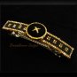 Very Elegant Gold and Jet Black Velvet Large Barrette