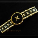 Very Elegant Gold and Jet Black Velvet Large Barrette