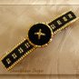 Very Elegant Gold and Jet Black Velvet Large Barrette