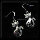 Vintage Swarovski AB Crystal & Silver Cat Earrings