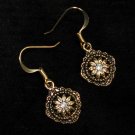 Vintage Swarovski Crystal & Gold Daisy Flower Earrings