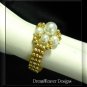 Gold Bead and White Pearls Flower Cluster Ring
