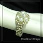 Silver Bead and White Pearls Flower Cluster Ring