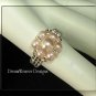Silver Bead and Soft Pink Pearls Flower Cluster Ring