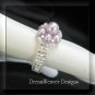 Silver Bead and Lavender Purple Pearls Flower Cluster Ring
