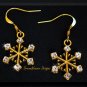 Full of Sparkle Vintage Swarovski Crystal and Gold Snowflake Earrings