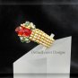 Swarovski Ruby Red and Peridot Green Crystal Gold Beaded Ring
