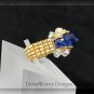 Swarovski Sapphire Blue and Aurora Borealis AB Crystal Gold Beaded Ring