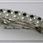 Swarovski Jet Black Crystal, White Pearl and Silver Barrette