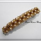 Swarovski Topaz Crystal, Golden Pearl and Gold Barrette