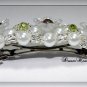 Swarovski Silver Topaz AB Crystal and White Pearl Flower Bridal Barrette