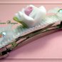 White Rose and Vintage Swarovski Crystal Flower Bridal Barrette