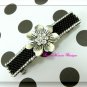 Vintage Swarovski Crystal Silver Flower and Jet Black Barrette