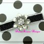 Vintage Swarovski Crystal Silver Flower and Jet Black Barrette