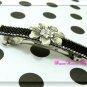 Vintage Swarovski Crystal Silver Flower and Jet Black Barrette